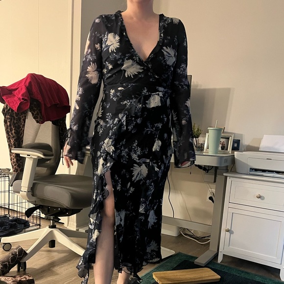 Navy Floral Abercrombie and Fitch Long Sleeve Dress - Picture 12 of 12